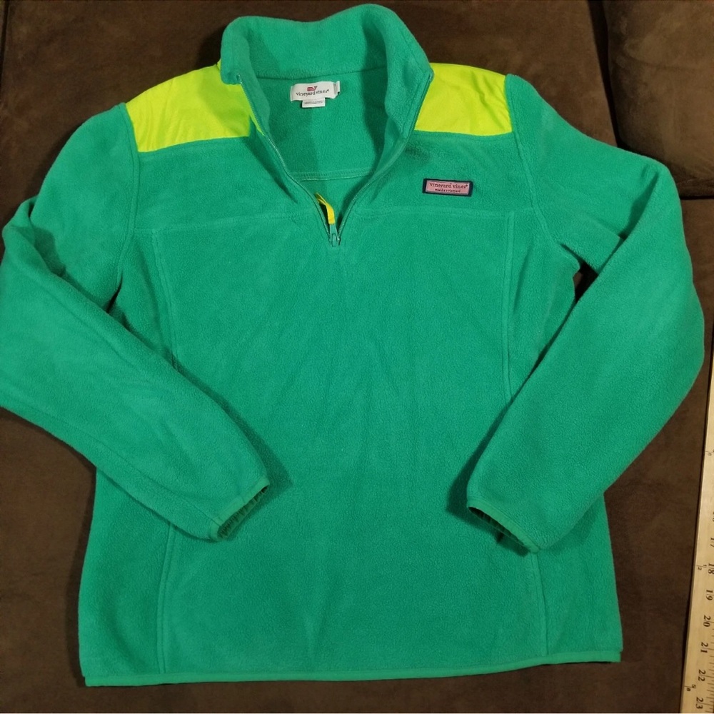 VINEYARD VINES FLEECE 1/4 ZIP SWEATSHIRT YELLOW DAY-GLO GREEN